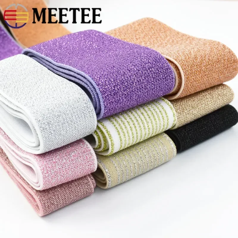 2/5/10Meters Meetee 25-50mm Colored Silk Nylon Elastic Band Polyester Webbing Belt Ribbon DIY Garment Bags Sewing Accessories