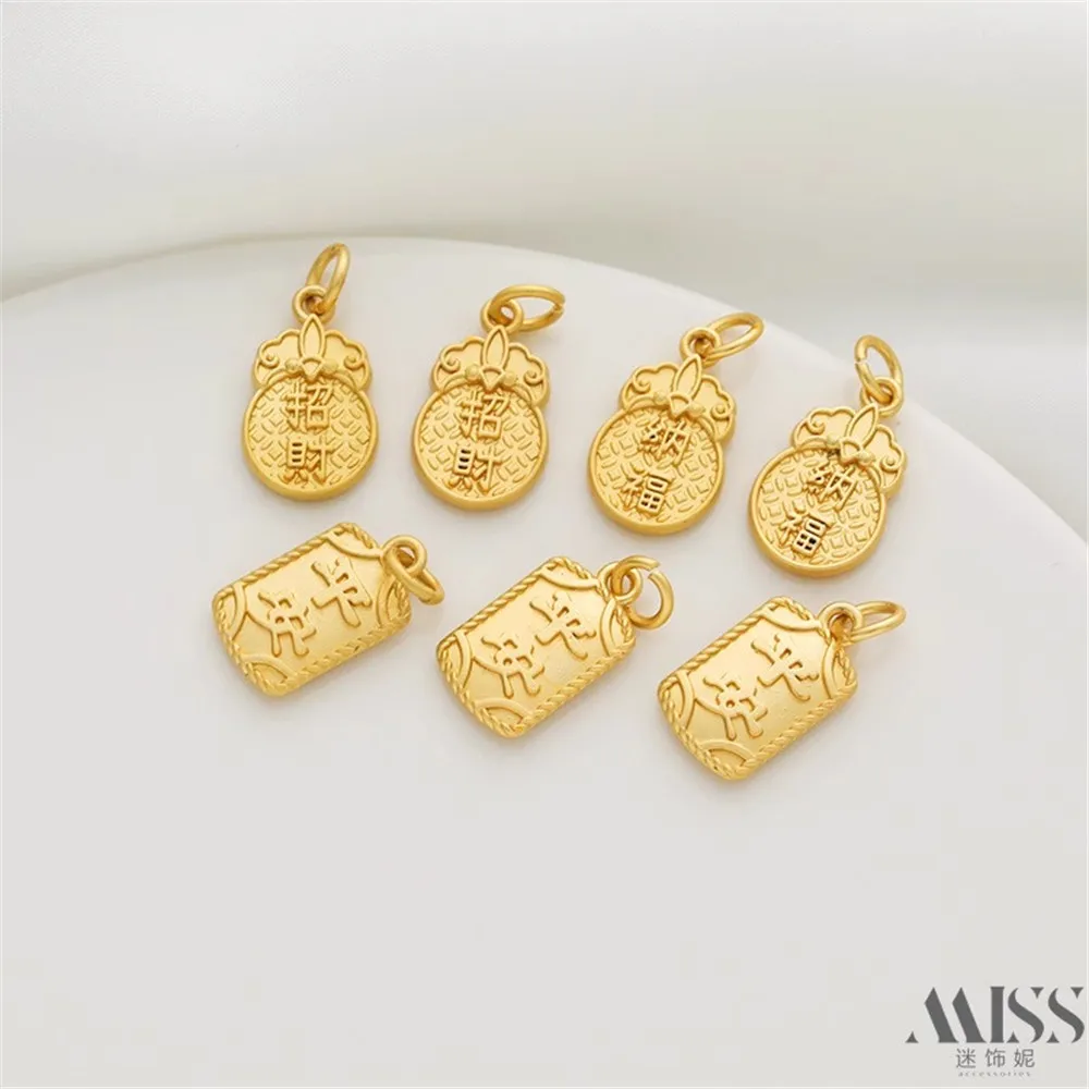 

Mute Gold Color Lucky Nafu Pendant Safety Tag DIY Accessories Handmade Bracelet Necklace Ear Jewelry Small Pendant