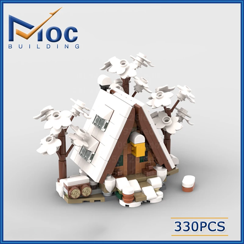 Bloques de construcción MOC, Mini casa de invierno, modelo de tecnología, ladrillos, estilo Street View, colección de juguetes creativos ensamblados DIY, regalo de Navidad