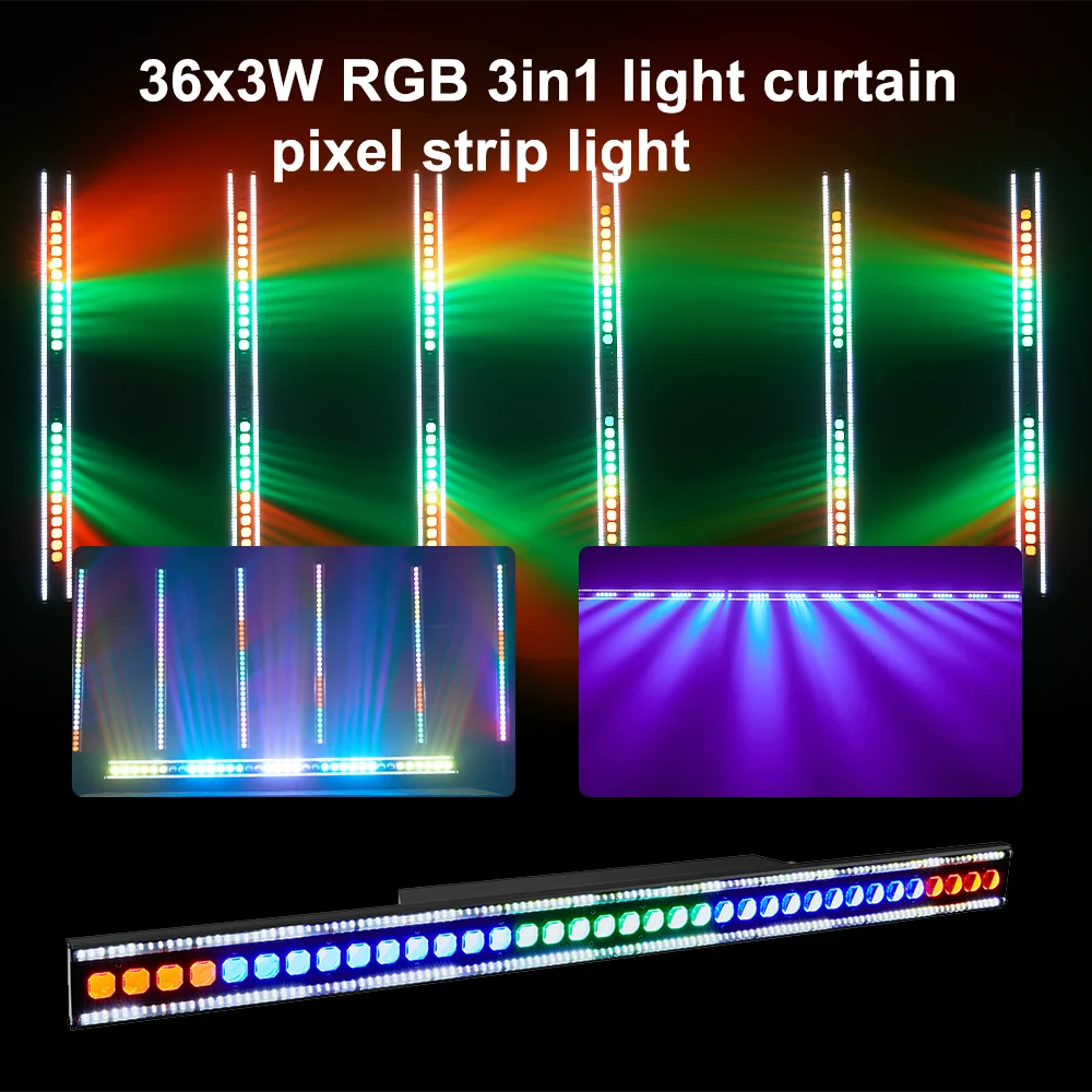 

36x3W светодиодный RGB светильник для занавески, настенная шайба, пиксельная полоса света с кольцом DMX512 для DJ, дискотеки, вечеринки, танца, бара, свадьбы, Хэллоуина