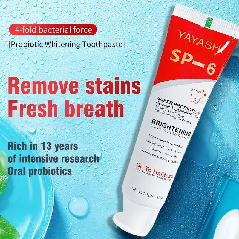 YAYASHI SP-6 Probiotic Whitening & Removing Stains, Freshening Breath, Improving Yellow Teeth – 120g Standard Toothpaste