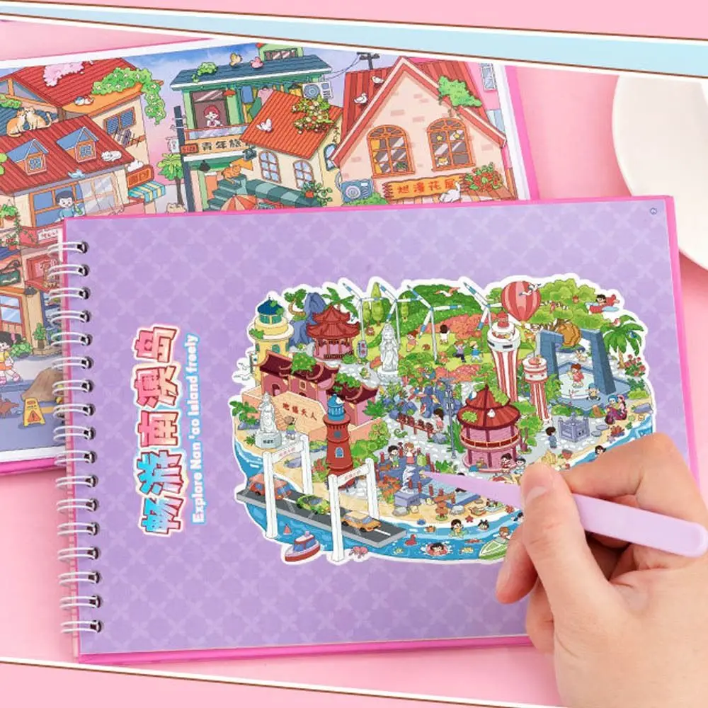 

New Cartoon Sticker Book Educational Stress Relief Miniature Scene Stickers DIY PET Coloring Book Birthday Gifts