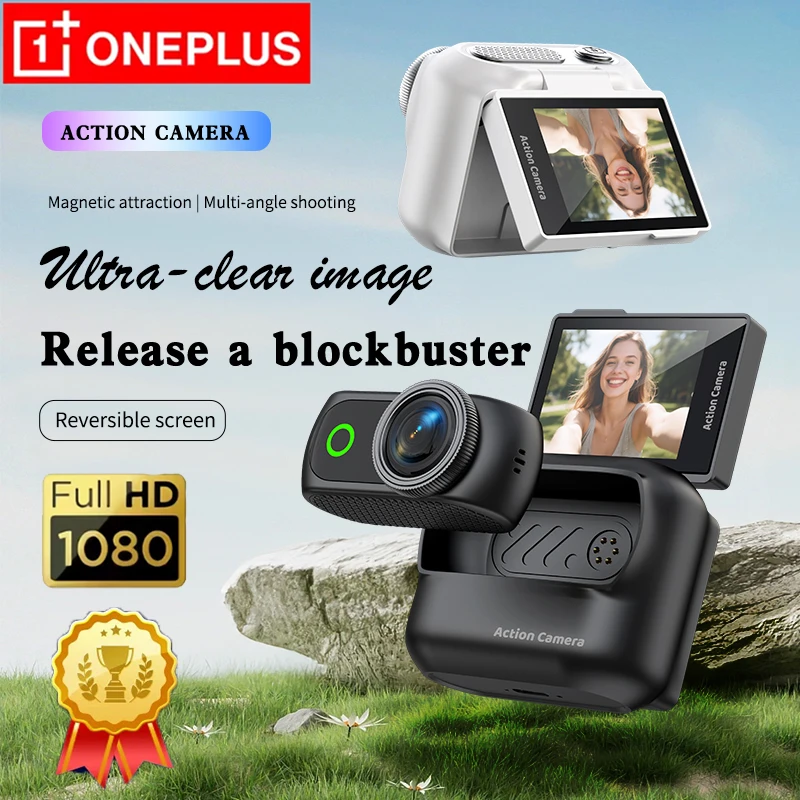 

OnePlus Ultra HD Action Camera With Flip Screen Magnetic Neck Strap Anti-Shake WiFi Thumb Action Camera For Outdoor Sports Cam