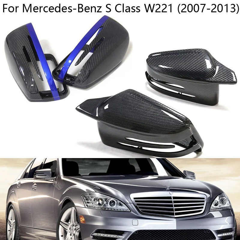 

For Mercedes-Benz S Class W221 2007-2010 2011 2012 2013 Carbon Fiber Car Exterior Rearview Mirror Cover Caps car accessories