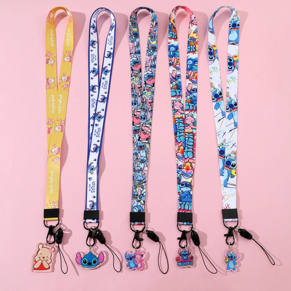 Disney Stitch  Phone Lanyard Cartoon Keys ID Cell Phone Neck Strap Toys Action Figure Toy for kids Collection Gifts