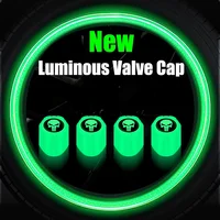 Tapas de válvula de neumático de coche, cubierta de válvula de neumático luminosa, tapa de rueda de Calavera, tapas de pezón a prueba de polvo, aplicable para coche, motocicleta, bicicleta, nuevo