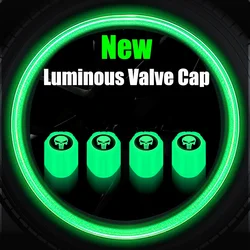 Nieuwe Auto Ventieldopjes Lichtgevende Tire Valve Cover Skull Wiel Cap Dust-Proof Tepel Caps Toepassing Auto Motorfiets fiets
