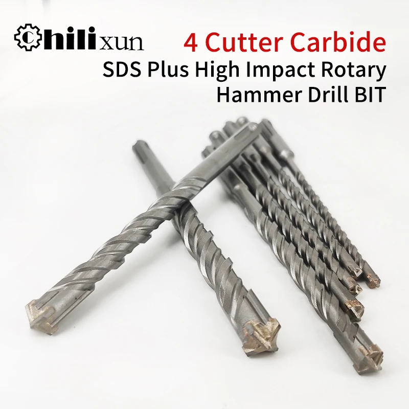 Cross Type Tungsten Carbide SDS Plus Hammer Drill Bits 6/8/10/12/14mm Multi Length 110-350mm for Concrete Brick Rock Wall Stone