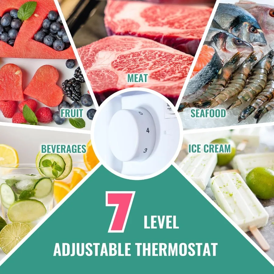 ثلاجة بباب مزدوج 5.0 قدم مكعب مع فريزر للشقة المكتبية والاستخدام المنزلي تتميز بـ 7 إعدادات لدرجة الحرارة قابلة للتعديل