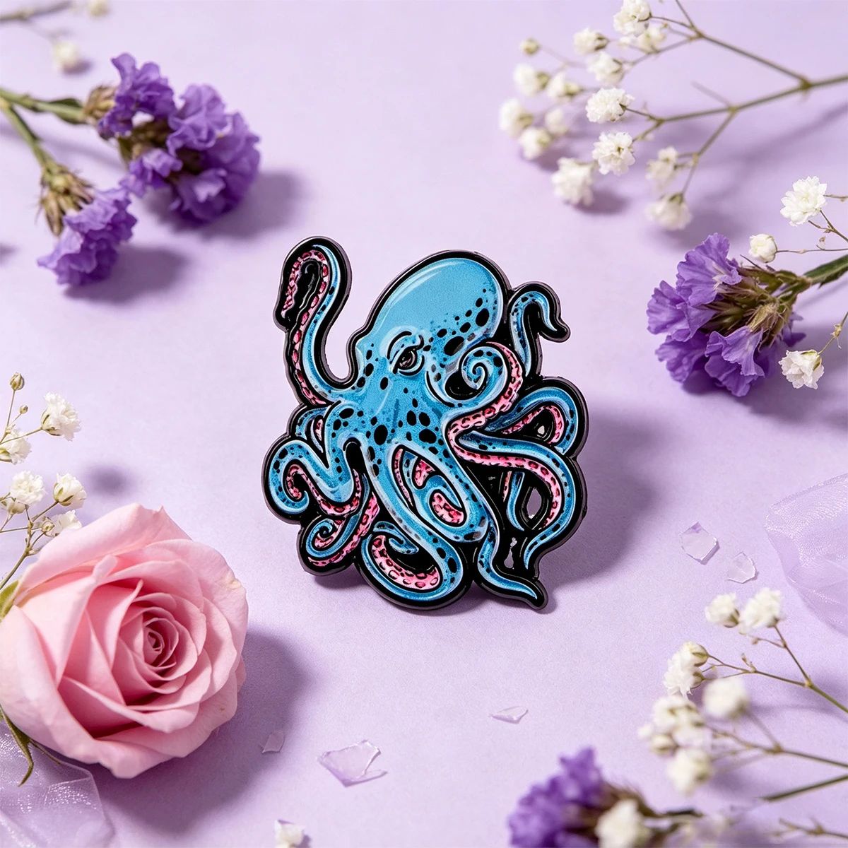 9 Stück Ozean-Kreaturen Oktopus Emaille-Pin Meerestier Anstecknadel für Rucksack Jeansjacke Einzigartiges Sammlerstück Abzeichen Ornament – Detail 4