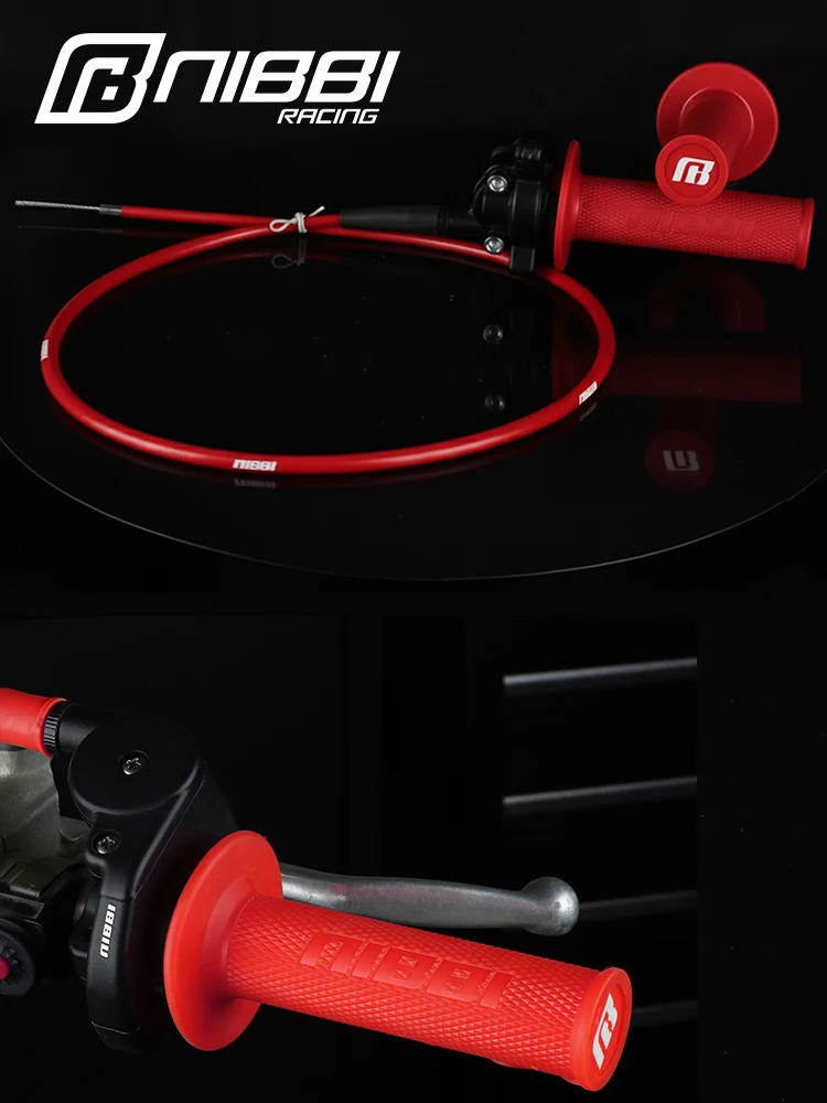 NIBBI Universal Motorrad 7/8 Zoll Lock-on-Griff 102 cm Gaszug-Kit 22 mm Drehgriff für Honda Yamaha KTM KTV Motocross – Detail 1