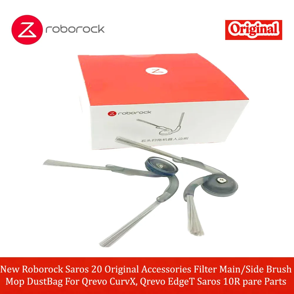 New Roborock Saros 20 Original Accessories Filter Main/Side Brush Mop DustBag For Qrevo CurvX, EdgeT Saros 10R Replacement Parts