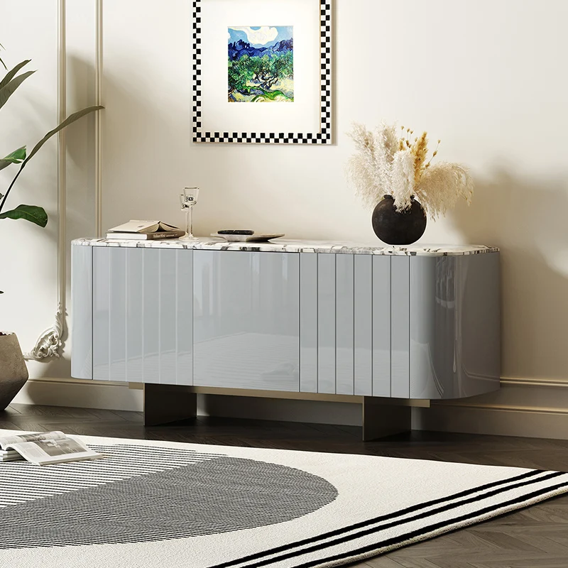 

01Light Luxury Modern Elephant White Natural Marble Side Cabinet Lacquer Guest Restaurant Locker