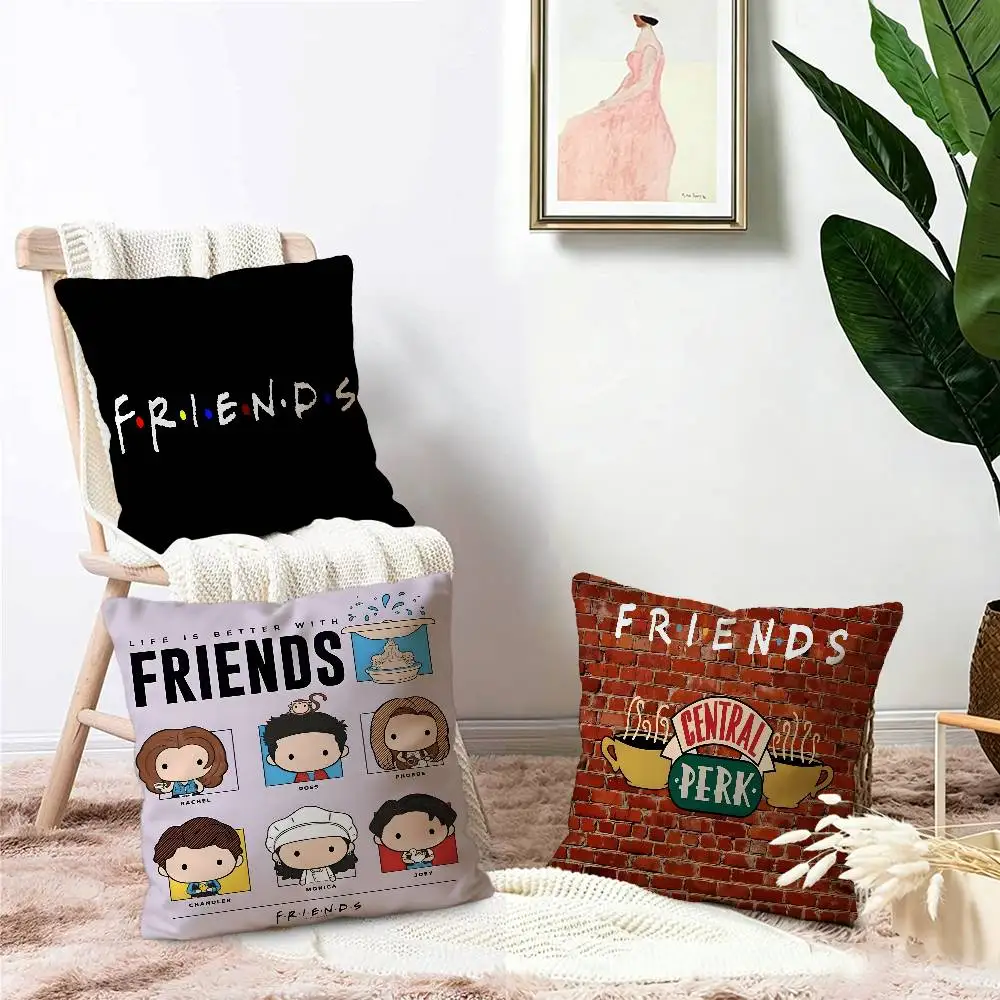 Classic F-Friends Series TV Pillow Covers Cartoon Sofa Decorative Home Double-sided Printing Short Plush Cute Cushion Cover