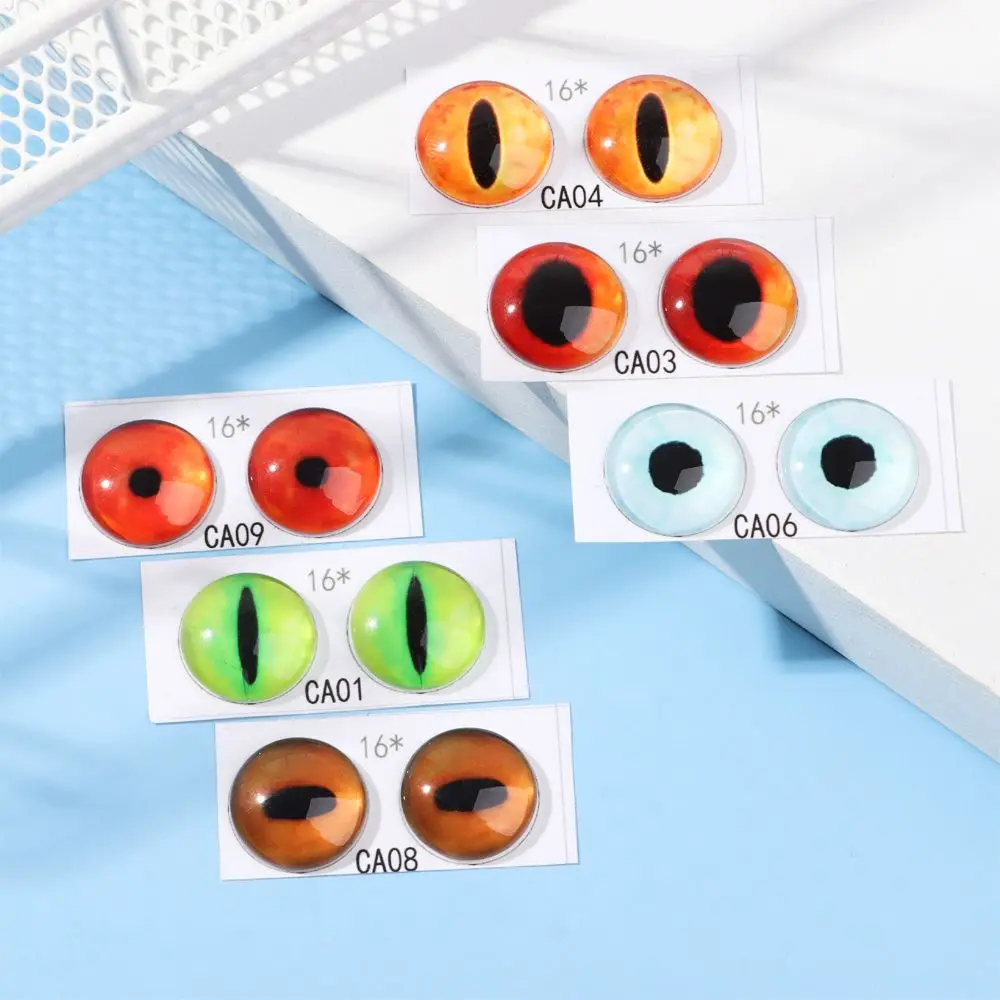 1Pairs Glass Doll Eyes for DIY Sewing Dolls Crafts Accessories Cat Eye Dragon Dinosaur Eye Round Cabochon Pet Dog Cat Eyes