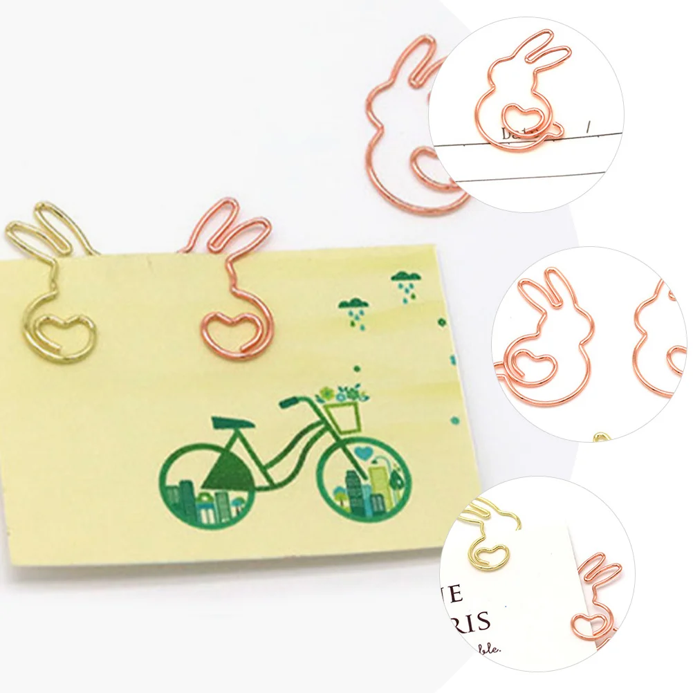 

20pcs Creative Clips Paper Clamp For Office Bunny Rabbit Shaped Metal Bookmark Office School Supplies Fixing Clamp