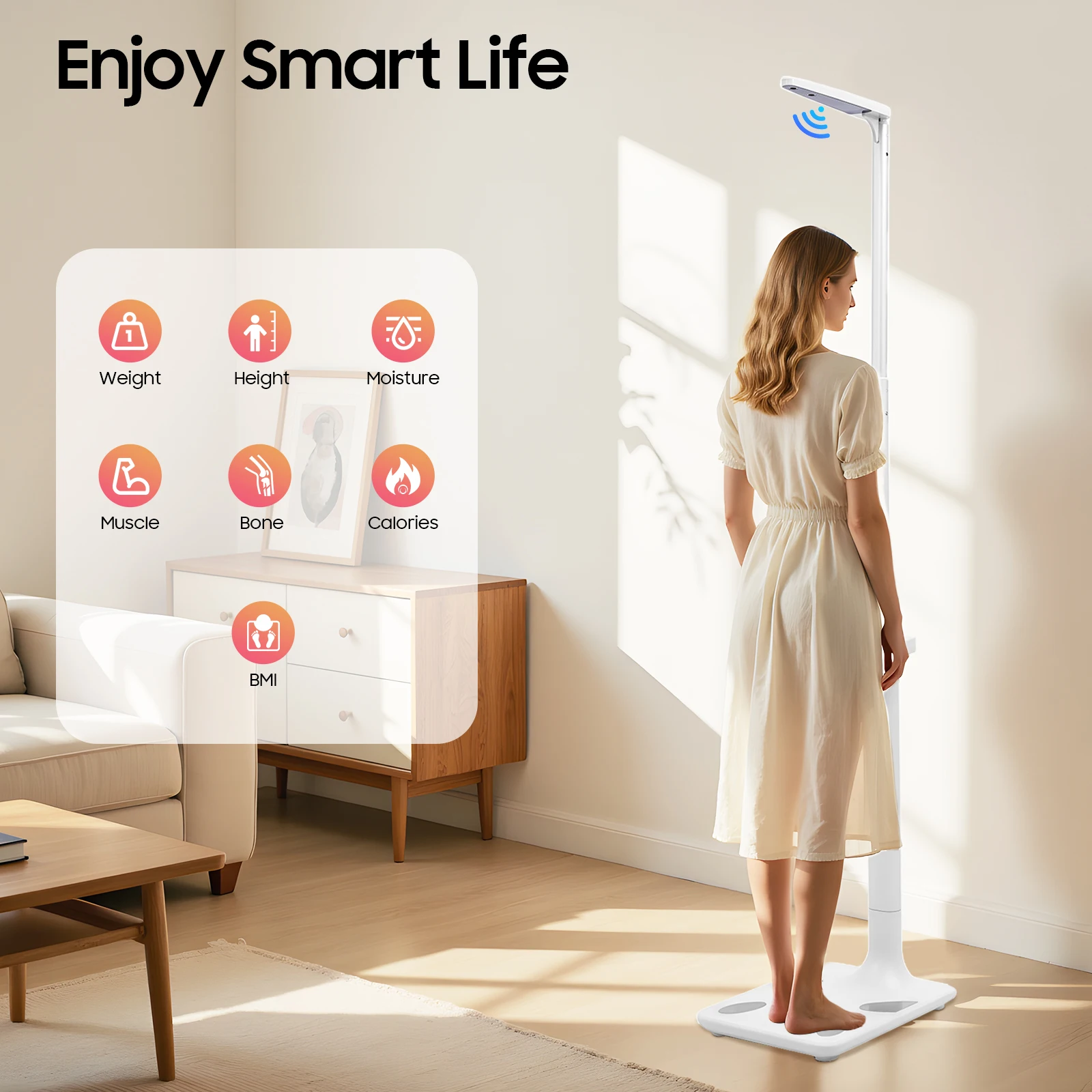 เครื่องชั่งน้ำหนักอเนกประสงค์สำหรับแพทย์ สีขาว, เครื่องชั่งน้ำหนักและวัดส่วนสูงแบบอิเล็กทรอนิกส์, เครื่องวิเคราะห์ไขมันในร่างกายด้วยคลื่นอัลตราโซนิก