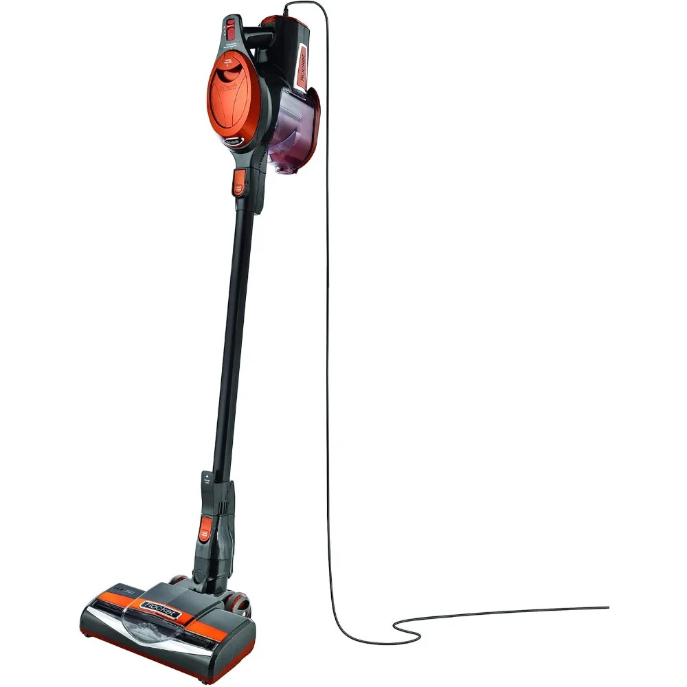 HV301 Foguete ultra leve com fio Bagless Vacuum para tapete, limpeza de piso duro com direção giratória, cinza e laranja