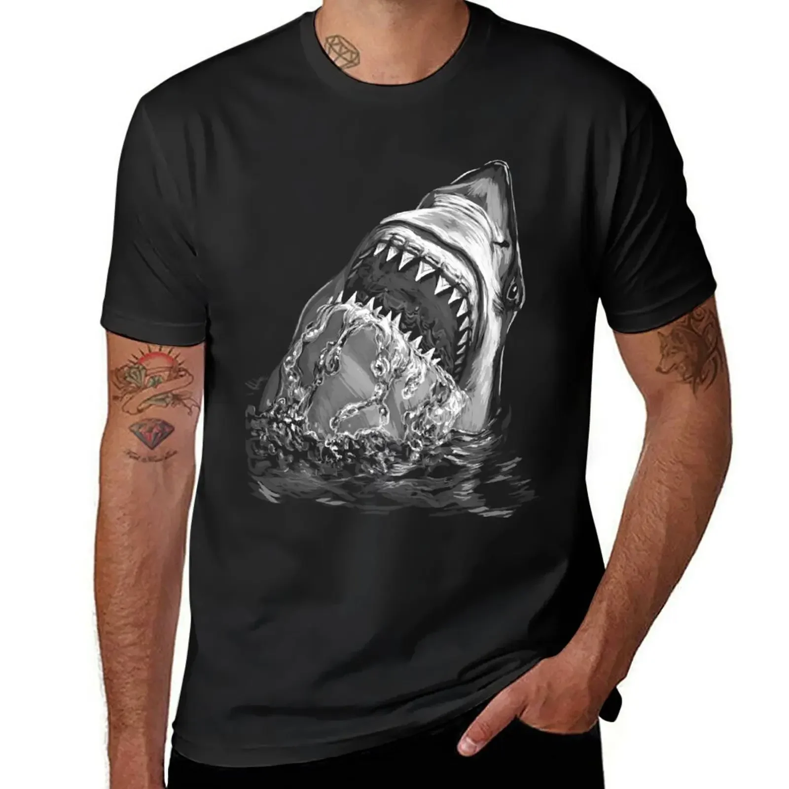 

Shark T-Shirt oversized hippie clothes heavyweight t shirts for men