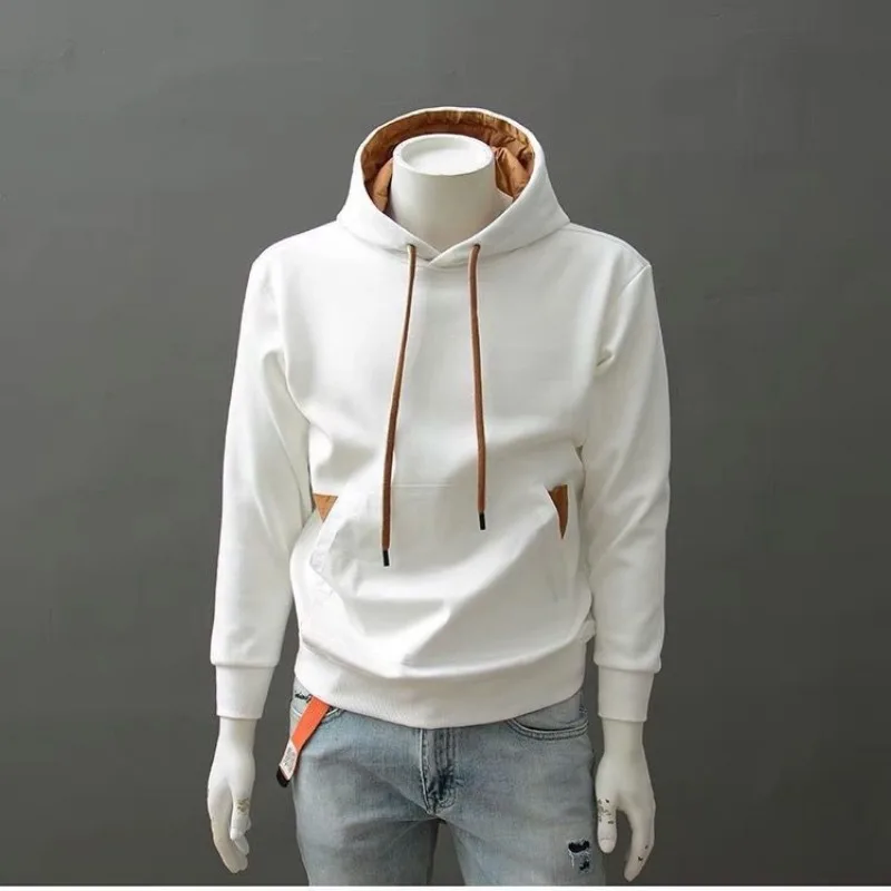 

Male Hoodie Fleeced Pocket Contrasting Colors Cotton Men's Hooded Sweatshirt Autumn Harajuku Fashion Overfit Y2k Vintage New In