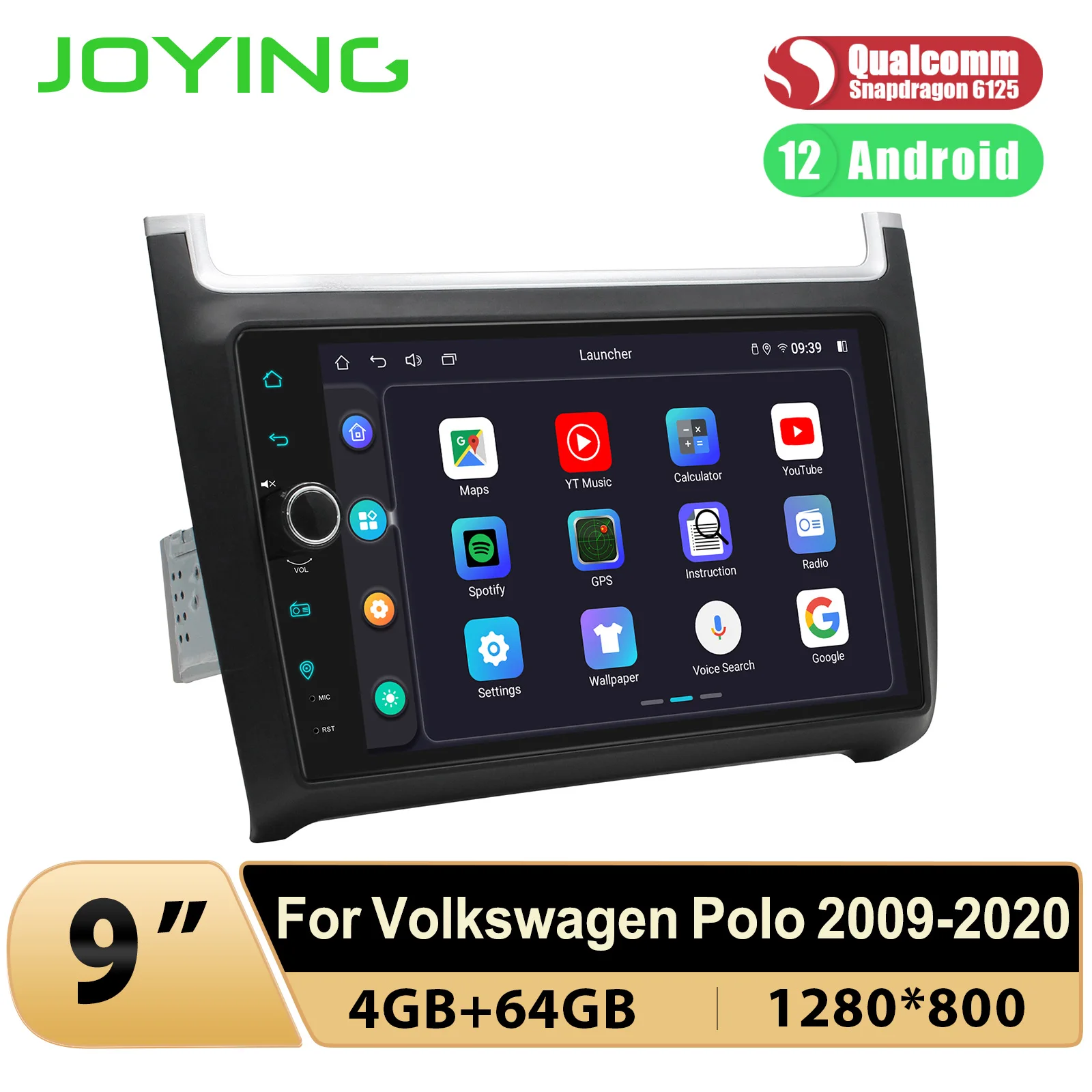 JOYING New Arrive 9 Inch Auto Android Car Radio Stereo Music System With GPS Navigation Carplay For Volkswagen Polo 2009-2020