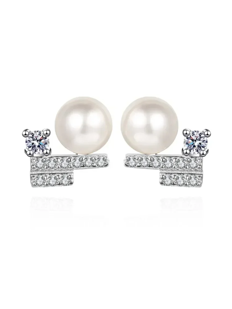 

Hot sales Silver earrings jewelry Moissanite 925 sterling silver earrings Pearl romantic Light luxury for Women Hoops Piercing J