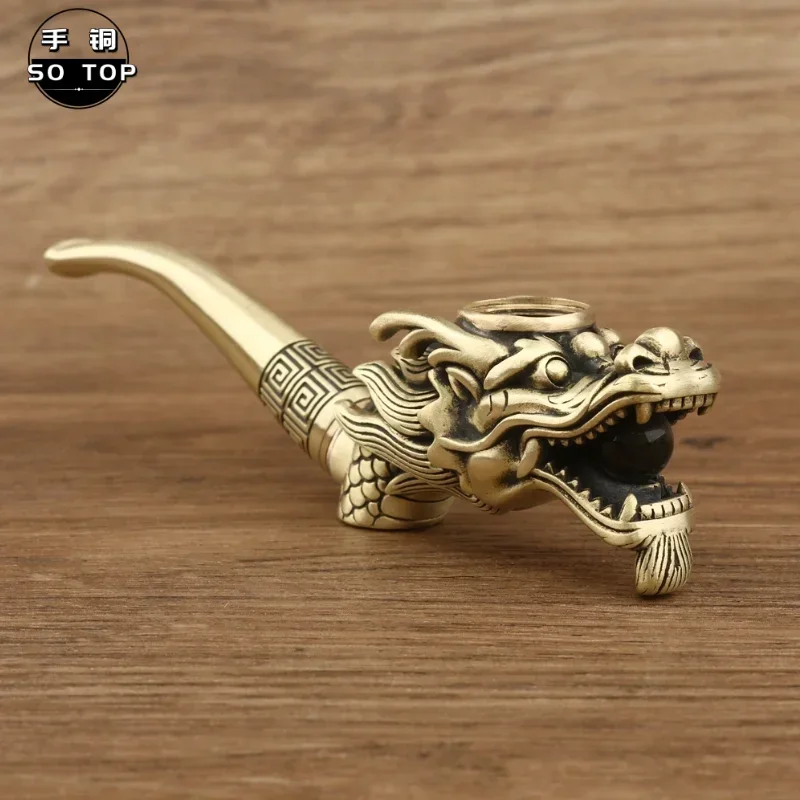 Chinese Dragon Shape Handmade Pure Copper Pipe Multi Functional Filter Pipe Mens Cool Cigarette Accessories Birthday Gift