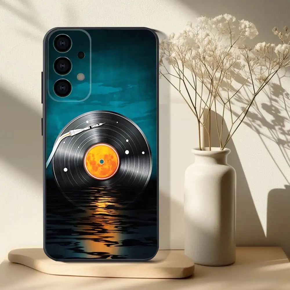 حافظة هاتف فني من الفينيل DJ لهاتف سامسونج S 25,24,23,22,30,21,10,9,Ultra,Plus,Lite,FE,4,5G حافظة ناعمة سوداء