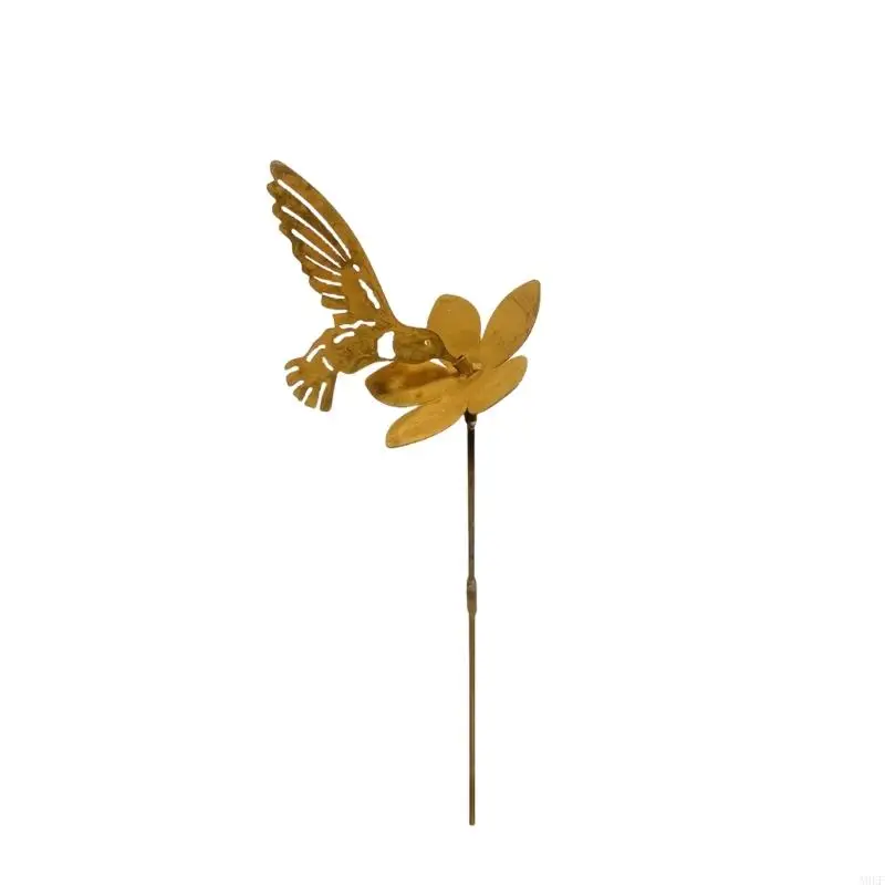 

Rusty Iron Hummingbird And Flower Garden Stake Garden Ornament Yard Stake Decorative Props for Balcony Potted Flower A0KF