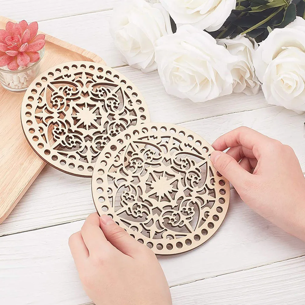 

2 шт., деревянная нижняя часть сумки, пустая основа для вязания крючком своими руками, формирующая основа для сумки, ведро через плечо, плетение, ремесло, натуральная корзина