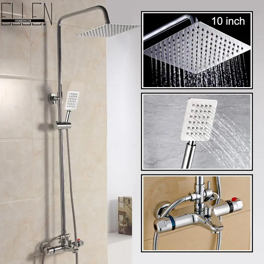 Vidric Thermostatic Bathroom Shower Set Rainfall Bath Shower Faucet Bathtub Mixer Crane Wall Mounted Chrome Faucets ELF4101