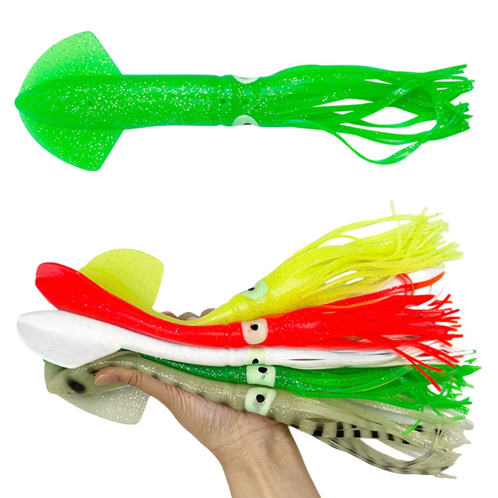 5 pezzi 30 cm esche morbide da pesca esche per calamari luminosi esche per calamari in silicone esche artificiali per acqua salata