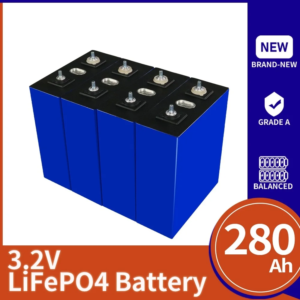 Top 4/8/16/32PCS 280Ah Lifepo4 Battery 3.2V Deep Cycle Rechargeable Battery Pack Solar Energy System for 12V 24V 48V RV Golf