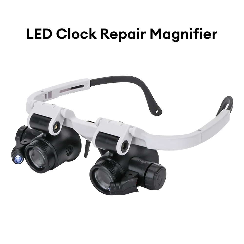 

HQ 2XLED Watch Jeweler Repair Magnifier Head-Mounted Headband Magnifying Head Eye Glasses Loupe Lens 8X 15X 23X Measuring Tool