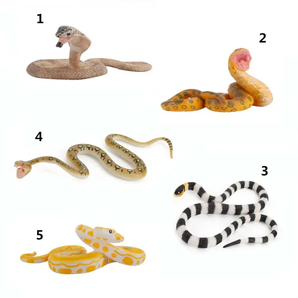 Accesorios de broma realistas y divertidos para Halloween, juguetes de serpiente asustados, modelo Animal, simulación de serpiente, figura de serpiente de goma para niños | Adulto