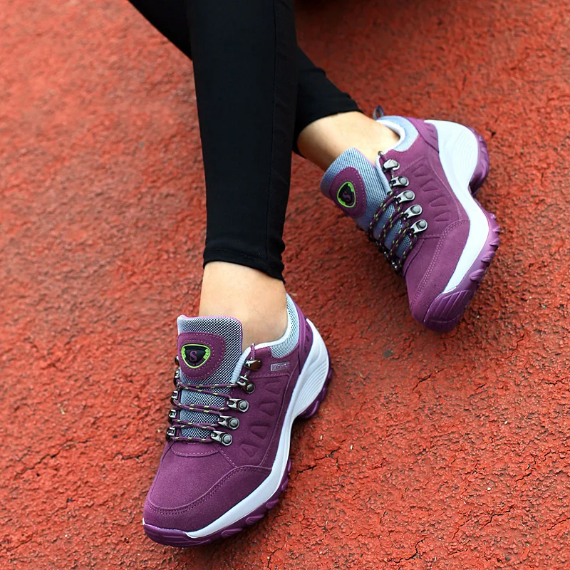 Women\'s Casual Shoes Platform Slope Heel Fashion Hiking Outdoor Lace Up Anti Slip Running Shoes Tennis Woman Trend 2023 Sneaker