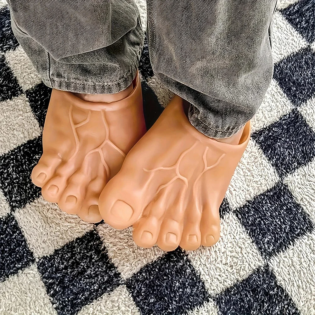 1pair Funny And Parody Slippers Prank Simulation Barefoot Shoes Big Foot Shoes Performance Shoes