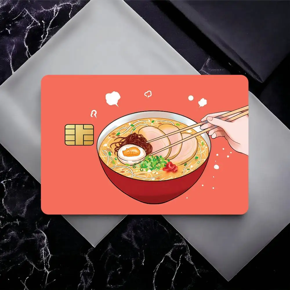 Tonkotsu Ramen película impermeable pegatinas de tarjetas de piel cubierta de crédito 4 Uds decoración frontal de débito pase de autobús bancario