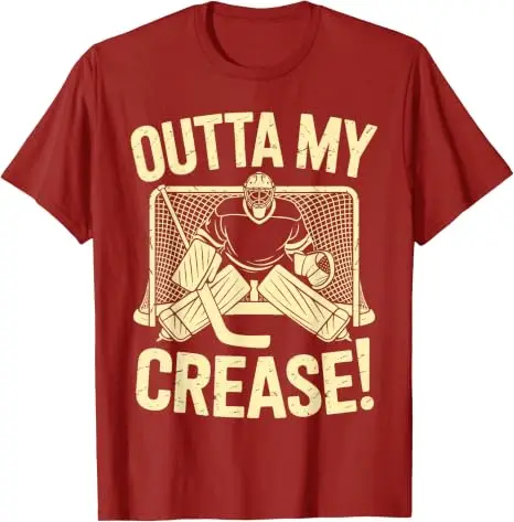 Outta My Crease Lustiges Eishockey-Torwart-Kunstwerk für Männer und Frauen T-Shirts Eishockey-Liebhaber Unisex T-Shirt Outdoor-Sportbekleidung – Detail 8
