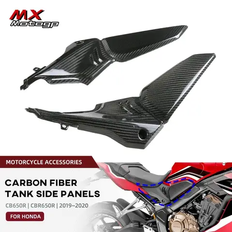 혼다 탄소 섬유 탱크 사이드 패널 커버, 보호대 카울링 오토바이 페어링 키트, CB650R CBR650R 2019 2020