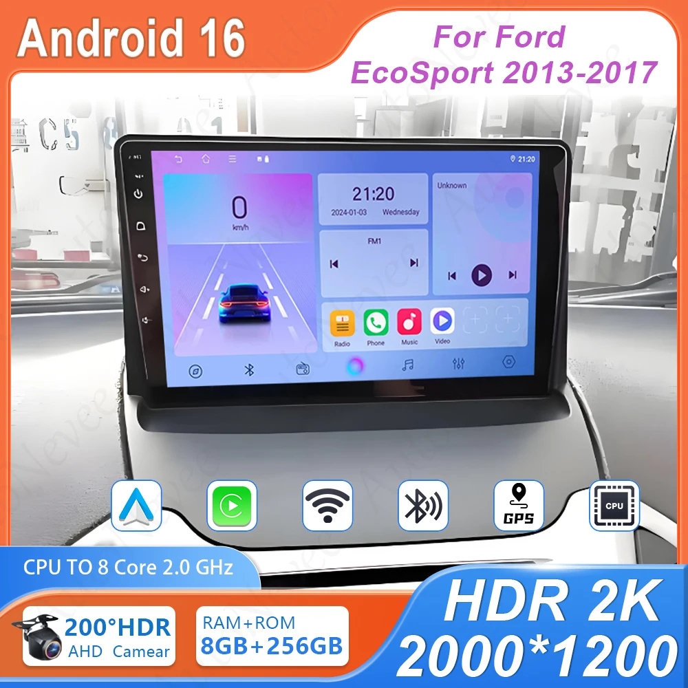 

Android-магнитола для Ford EcoSport 2013-2017 с GPS-навигацией, без DVD, 2DIN, 4G, Wi-Fi, Bluetooth, высокопроизводительный проигрыватель