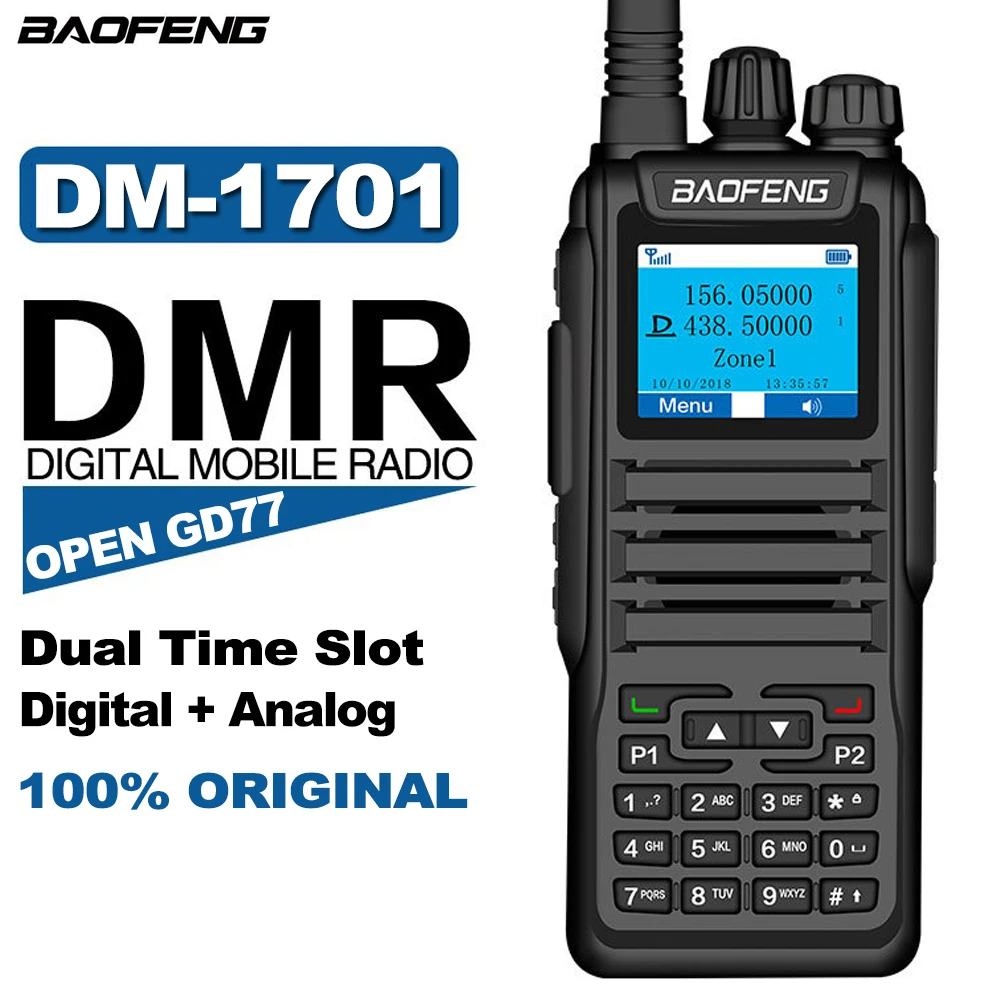 BAOFENG DM-1701 DMR cyfrowe walkie talkie otwarte GD77 podwójne gniazdo czasowe analogowy poziom cyfrowy 1 i 2 dalekiego zasięgu Radio komunikacyjne DM1701