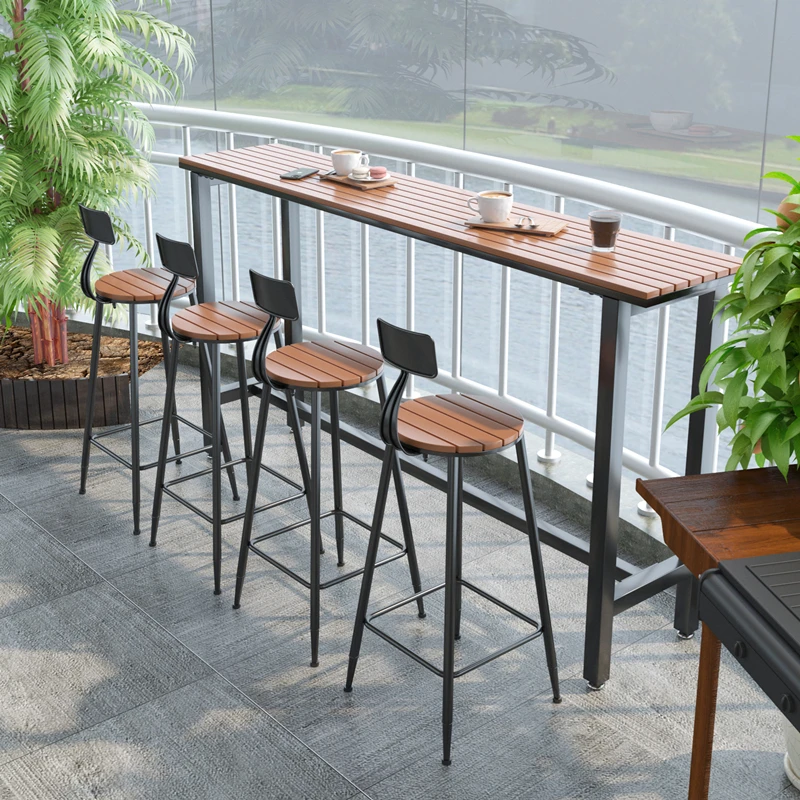 Minimalist Outdoor Bar Dining Table Party Tall Drink Wooden Bar Counter Table Bistro Design Muebles De Cocina Home Furniture