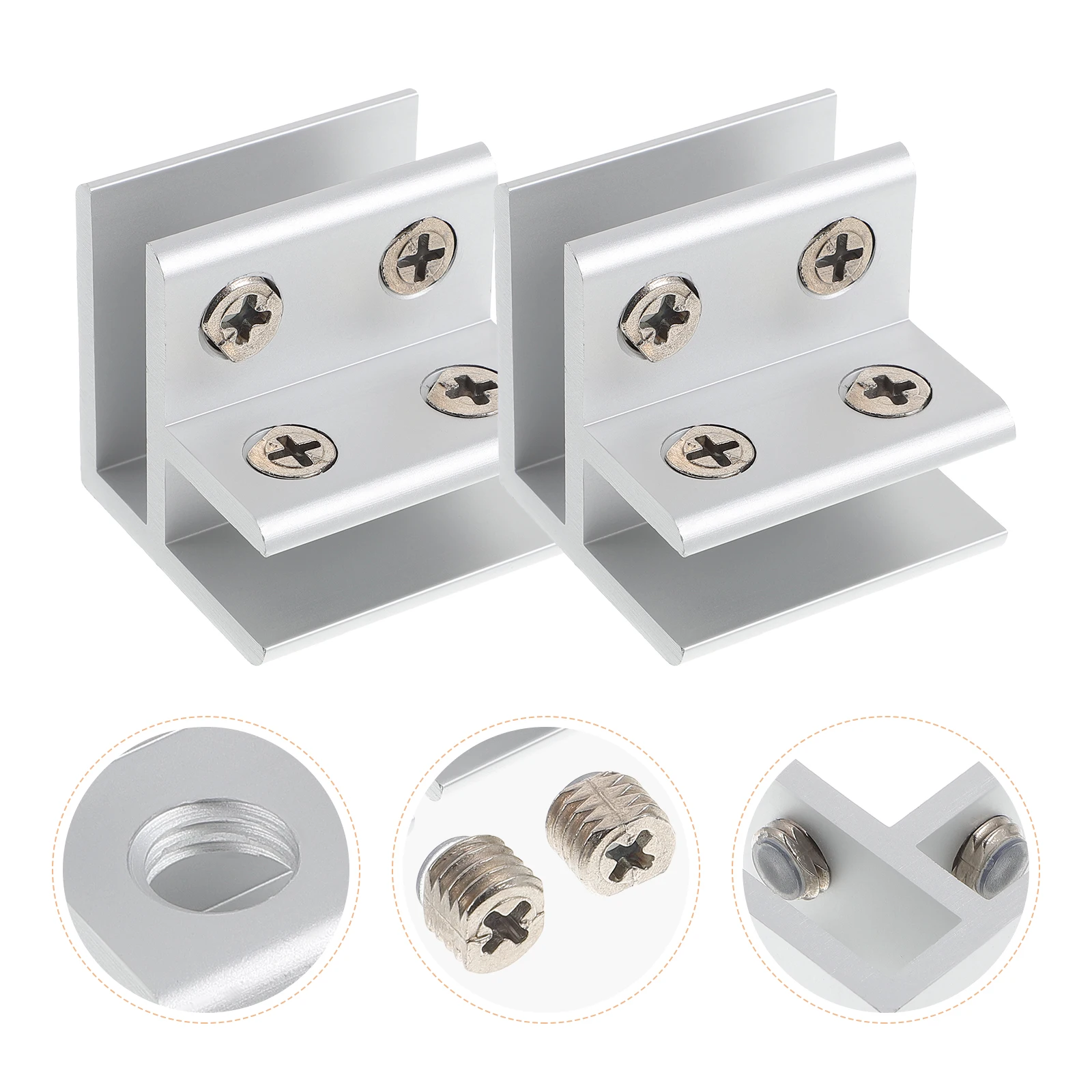 

2 Pcs Glass Clamp Shelf Brackets Aluminum Alloy Fixation Clips Railing Balustrade Cabinet Furniture Support Sturdy Durable Anti