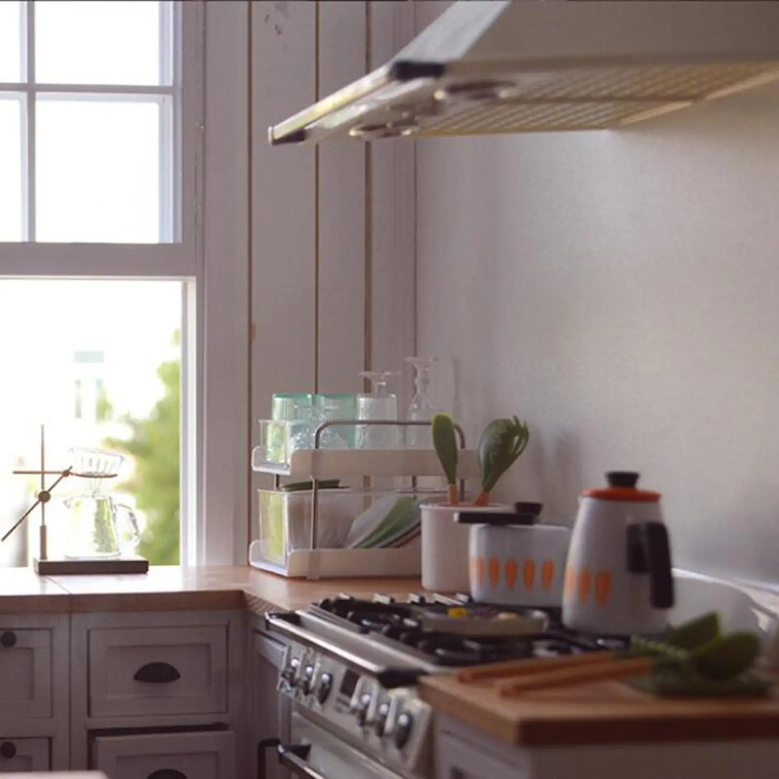 Carrello con rotelle a 4 livelli in miniatura per casa delle bambole 1:6 per progetti fai da te che costruiscono bianco