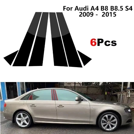 

Для Audi A3 A4L/S4 A6L/RS6/A8L 2003-2025 8 шт. крышки центральная пленка колонна B C столбики наклейка автомобильные аксессуары