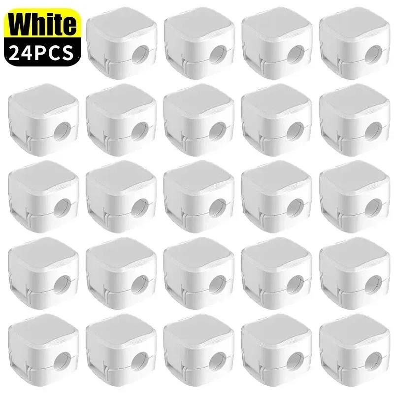 24PC Magnetic Cable Clips Adjustable Cord Holder Adhesive Under Desk Mgmt Organizer for Home Office Car Wall Desktop Nightstand