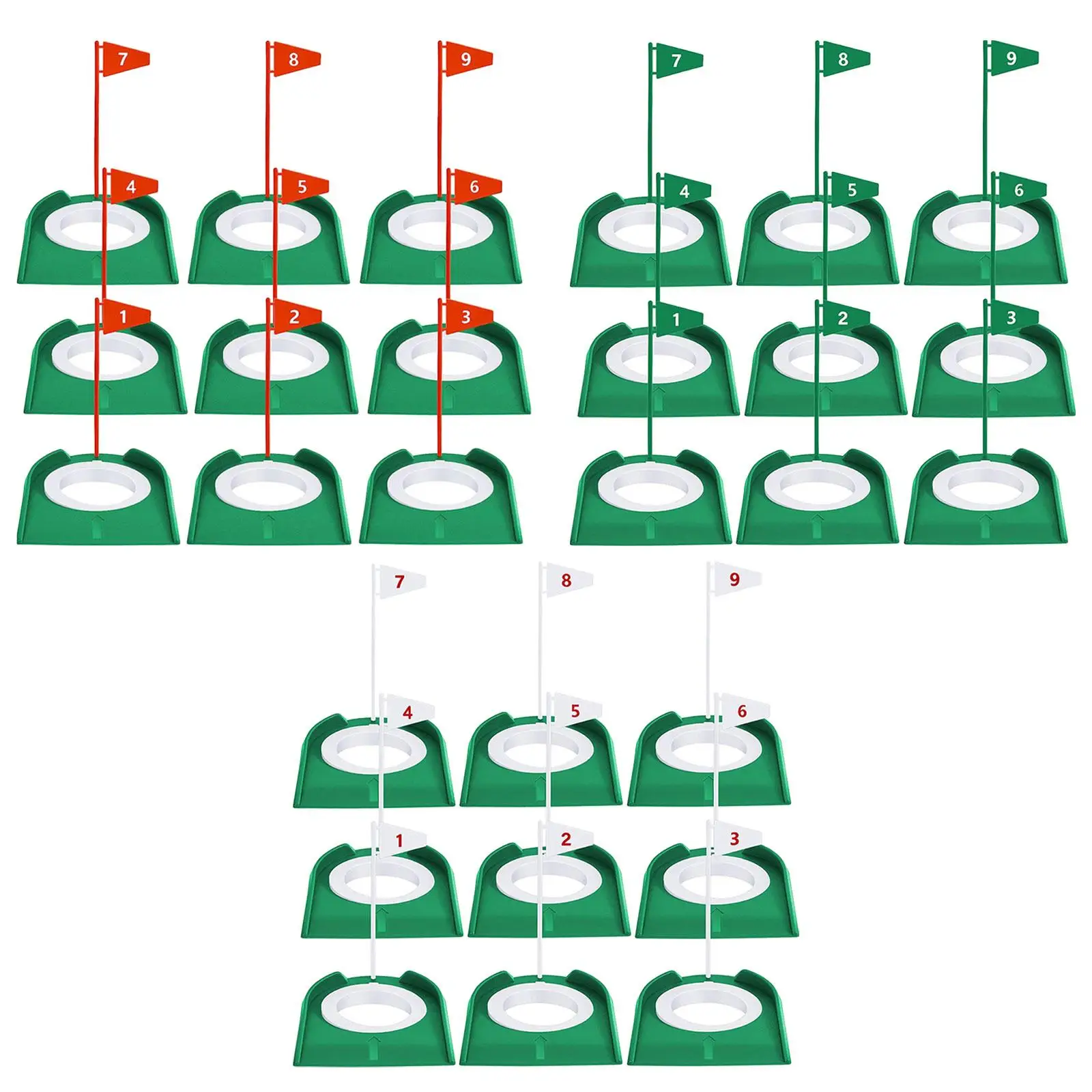 Taza de Putting de Golf para hombres y mujeres, Putter portátil con bandera, Ayuda de entrenamiento de Putt, entrenamiento de patio en casa, 9 piezas