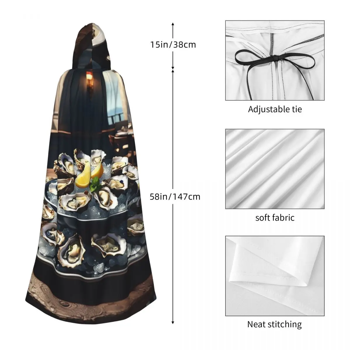 المحار على الجليد عباءة طويلة مقنعين الساحرة القرون الوسطى زي تأثيري كيب HalloweenParty الكبار للجنسين