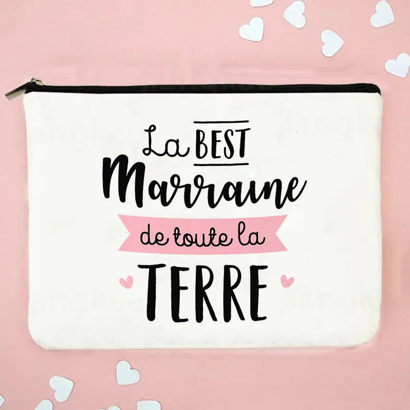 Best Godmother French Print Makeup Bags Travel Toiletries Organizer Female Wash Storage Pouch Women Cosmetic Case Marraine Gifts